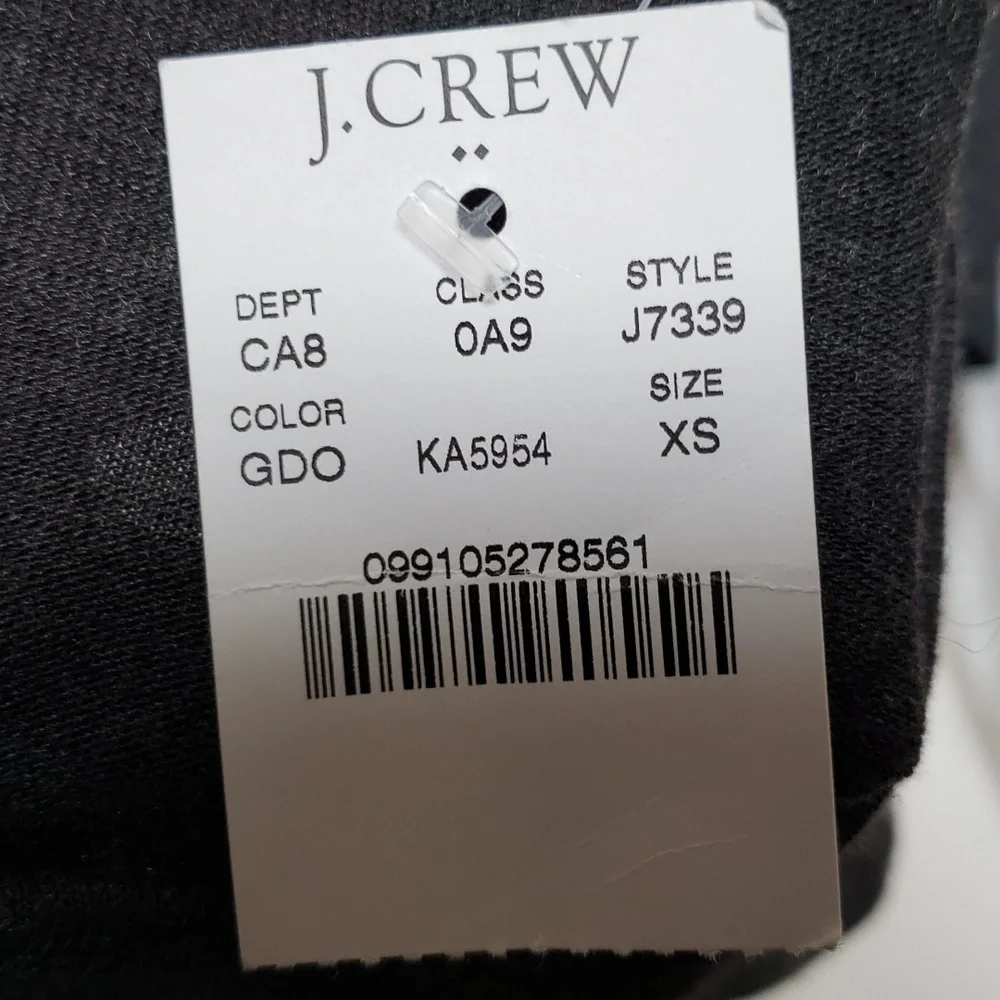 NWT J Crew Mercantile Gray Black Polka Dot Hem Long Sleeve Shirt, Size XS